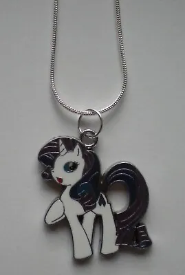 My Little Pony Rarity 925 Sterling Silver Enamel Pendant Necklace Christmas Gift • £5