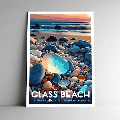 Glass Beach Travel Poster / Postcard Fort Bragg California USA Multiple Sizes • $11.99