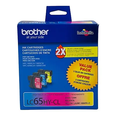 Genuine Brother LC65HY-CL Ink Cartridge High Yield Cyan Magenta Yellow Exp.10/22 • $26.38