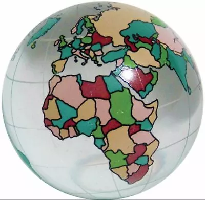 60mm World Map Earth Globe Marble W Colored Land Masses & Glass Stand 2.3  Orb • $24.95