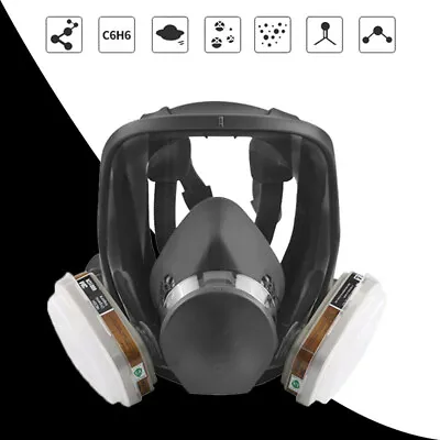 6800 Full Face 15 IN 1 Gas Mask Chemical Vapor Paint Spray Respirator 95% Filter • £21.99