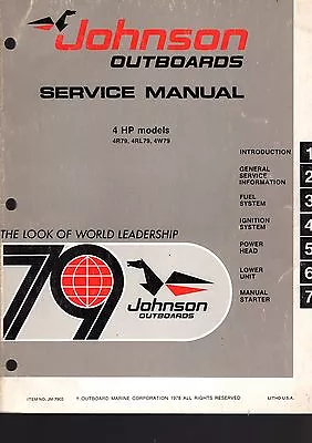 1979 Johnson Outboards Motor Service Instruction Book 4 Hp Models • $25