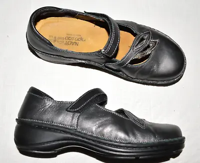 Naot Sz 8 M 39 Metallic Gray Leather Mary Jane Flats Walking Comfort Shoes • $44.99