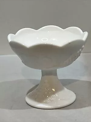 Vtg White Milk Glass Candle Holder Harvest Grape Pattern Indiana Colony 1950's • $15