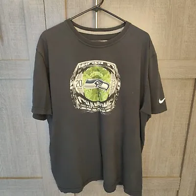 Seattle Seahawks Shirt Black Mens XXL Nike Vintage 2013 Super Bowl Short Sleeve • $12.97