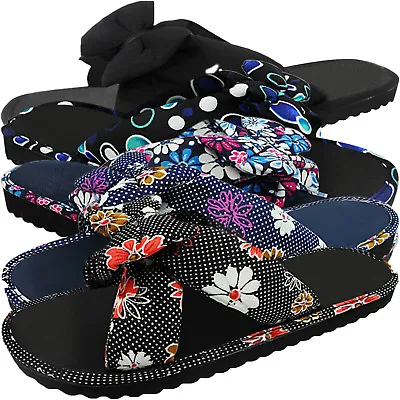 New Women Ladies Light Flat Slip On Fabric Mules Summer Sandals Flip Flops Size  • £6.25