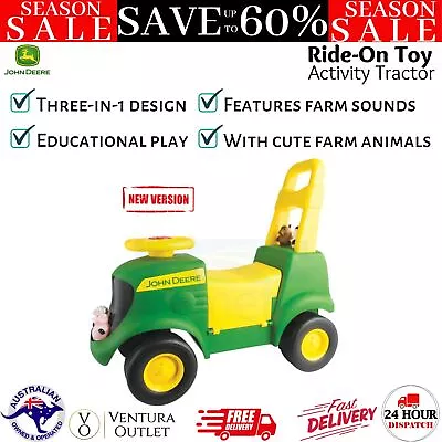 John Deere Kids Ride-On Tractor Push Wheel 3 In 1 Riding Toy Sounds Farm Animals • $107.97