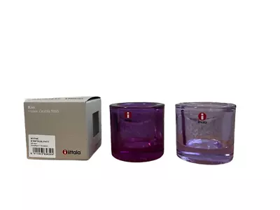 Iittala Marimekko Kivi 2015 Candle Holder Amethyst Glass 2 Set Used • $367.97