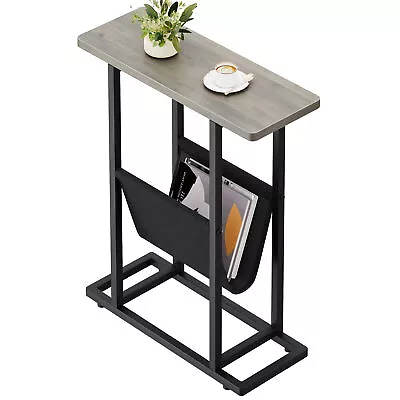 Narrow Side End TableSlim Coffee Table Narrow Bedside Table With Storage Shelf • $39.89