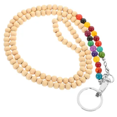  Wood Beaded Lanyard Wooden Bead Neck Strap Bead Lanyard Beaded Keychain Lanyard • £6.17