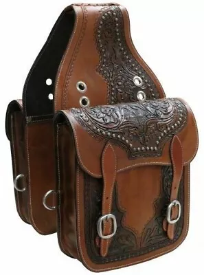 Vintage Handmade Leather Western Saddle Bag For Horse - Premium Quality (A&S) • $159