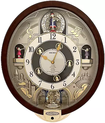 Mint Seiko Melodies In Motion Wall Clock Musical Beatles Songs QXM134BRH VIDEO • $179.99