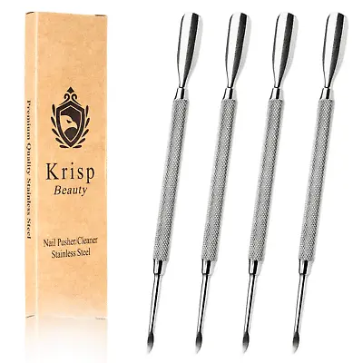 Stainless Steel Cuticle Pusher Manicure Pedicure Nail Care Art Tools 4 Pc Set • $8.09