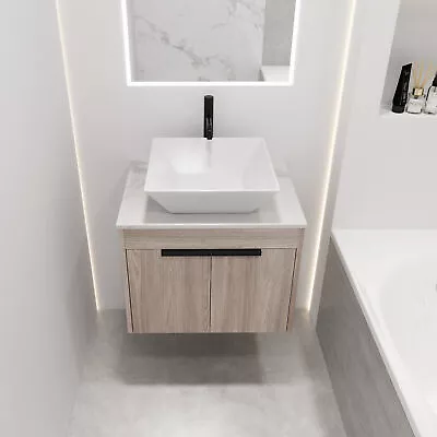 24  Modern Floating Wall Mounted Bathroom Vanity Cabinet W/ Sink Ceramic Basin • $392.99