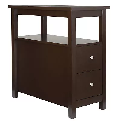 2-Tier End Table Side Modern Table Storage Shelf W/Drawers Living Room Furniture • $42.59