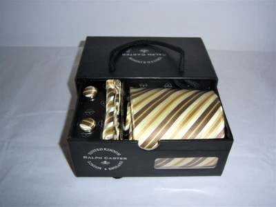 £7.50 • Buy Ralph Carter Hand Made Striped Tie,pocket Square & Cufflinks Set In Gift Box