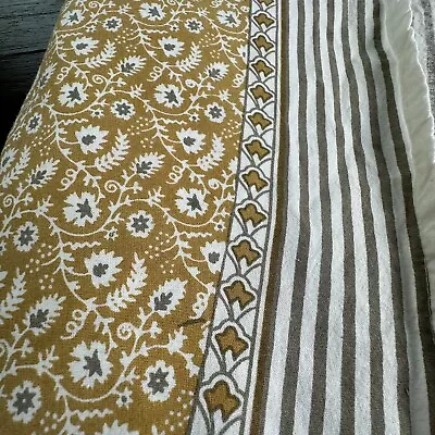 WILLIAMS SONOMA Tablecloth 80” Round French Dijon Cotton Border Print • $100