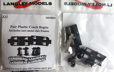 1 Pair Plastic Coach Bogies 009 Train J22 UNPAINTED OO Scale Langley Models Kit • £11.70