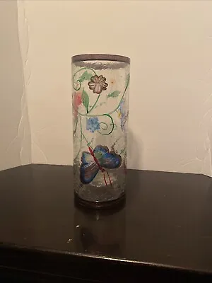 Yankee Candle Wildflower Crackle Glass Hand Painted Tea Light Holder 7in • £9.50