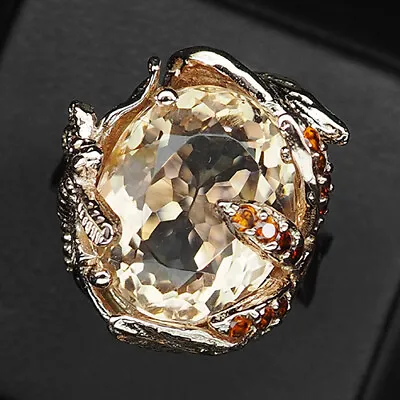 Gorgeous Champagne Morganite 11.20Ct 925 Sterling Silver Rose Gold Rings Size 8 • $38.30