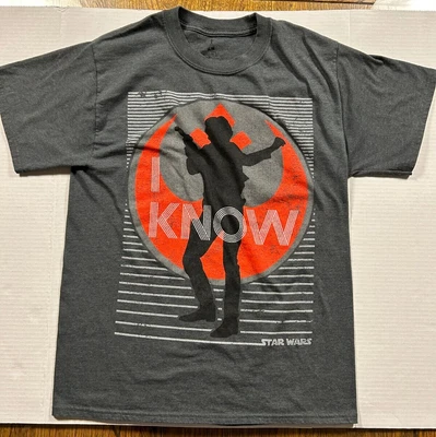 $8.99 • Buy Star Wars Han Solo I Know Disney Medium Shirt Tshirt Grey Empire Strikes Back