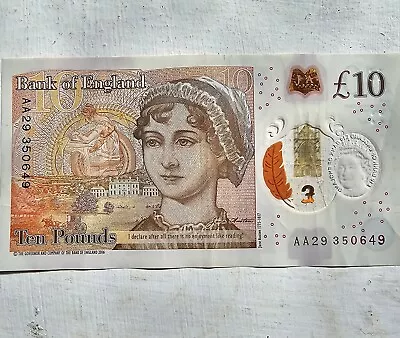 £10 Note Serial Number AA29350649 New Polymer 10 Pound Note Highly Sought-after. • £19.99