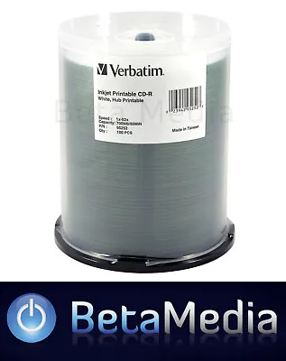 200 X Verbatim CD-R 52x Blank Discs - White Surface Inkjet Printable CD • $96.95