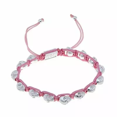 King Baby Jewelry Macrame Pink And Silvertone Skulls Bracelet • $21.88