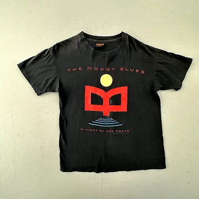Moody Blues Shirt Mens Large Black Night At Red Rocks Symphony 1992 90s Music • $45