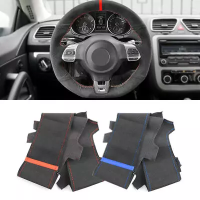 1x Suede Leather Steering Wheel Cover For Golf 6 GTI MK6 VW Scirocco R Passat CC • $17.28