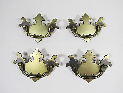 Lot Of 4 VTG Brass Chippendale Batwing Drop Bail Drawer Hardware Pull 3  Center • $12.95