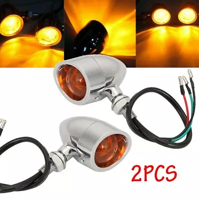 Heavy Duty Motorcycle Bullet Turn Signals Blinker 3 Wires Indicator Lights Amber • $22.99