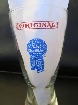 Vintage Original PABST BLUE RIBBON Tall Pilsner 6.5  GLASS Beer Ale Barware Bar • $7.69