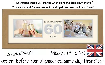 60th Anniversary Photo Frame Diamond Wedding Two Box X2 6”x4” Photos 1236A • £18.99