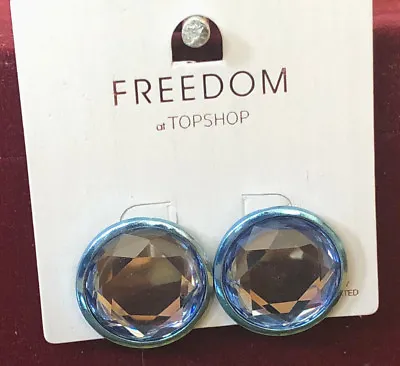 £3.70 • Buy Earrings Blue Circle Gem TOPSHOP Freedom New Jewellery RRP £9