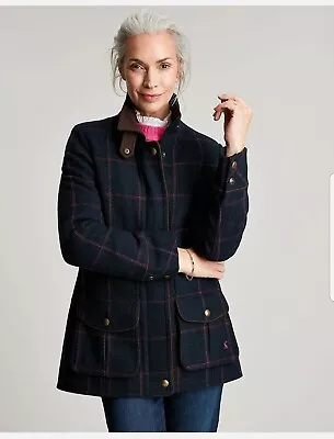 £134.99 • Buy JOULES Tweed Field Coat Size 12 Navy Blake NO BELT RRP £259