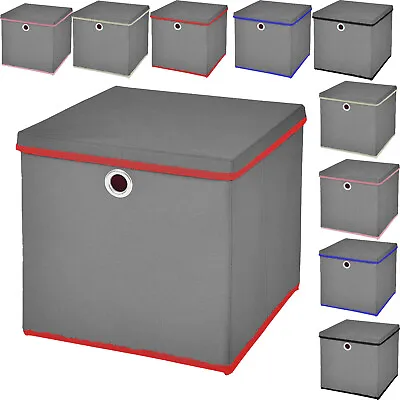 Foldable Storage Boxes With Lid Collapseable Clothes Organizer Fabric Cube Boxes • £20.99