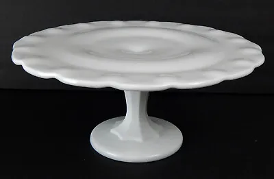 Vintage Indiana Glass Milk Glass Scalloped Edge Pedestal Cake Stand 11  • $20