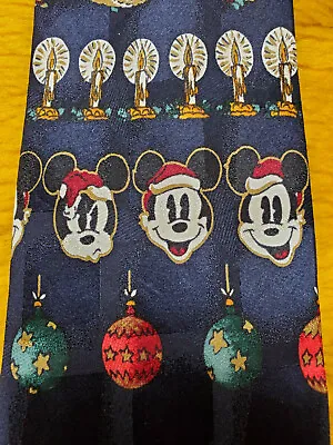 Disney Mickey Mouse Faces ~ Christmas Xmas Silk Tie ~ Blue Red White ~ 59  • $19.99