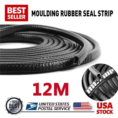 12M Car Door Edge Guard Moulding Trim Black Protector Strip Rubber Metal Seal • $19.29
