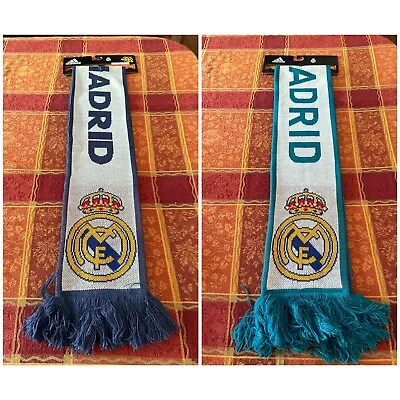 2 Different Official Real Madrid FC Adidas Scarves Navy/White Teal/White NWT • $24.99