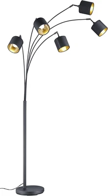 £188.03 • Buy Tommy Arc Floor Lamp With 5 Black Shades Metal Base H200cm
