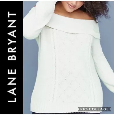 NEW Lane Bryant Womens Cable Knit Off The Shoulder Sweater Size 18/20 2X • £41.46