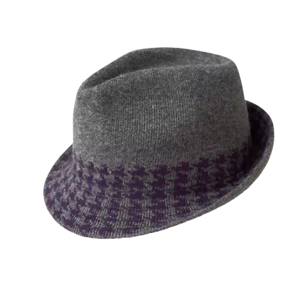 KANGOL Hounds Stripe Arnold Lambs Wool Blend Trilby Fedora - Dark Flannel - S • $42.10