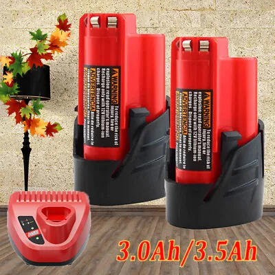 12 Volt 3.5Ah For Milwaukee M12 12V 48-11-2460 3.0Ah Lithium Battery / Charger • $21.59