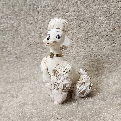 Vintage Ceramic Spaghetti Pink Poodle Dog Figurine Sitting 4-1/2 H × 3   W • $17