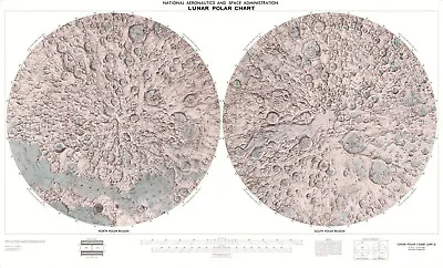 1976 NASA Lunar Polar Map Astronomy Chart Aeronautics Space Wall Poster Print • $13.95