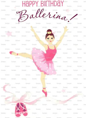 Ballerina Happy Birthday ~ Edible 2D Fondant Cake Cupcake Topper ~ D1343 * • $3.98
