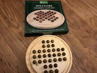 Traditional Solitaire With Wooden Marbles Board Game Classic Strategy Game • £9.99