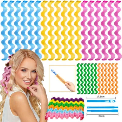 £4.86 • Buy Hair Curlers Heatless Magic Wave  Hair Rollers Formers Spiral Wavy Curlers Women